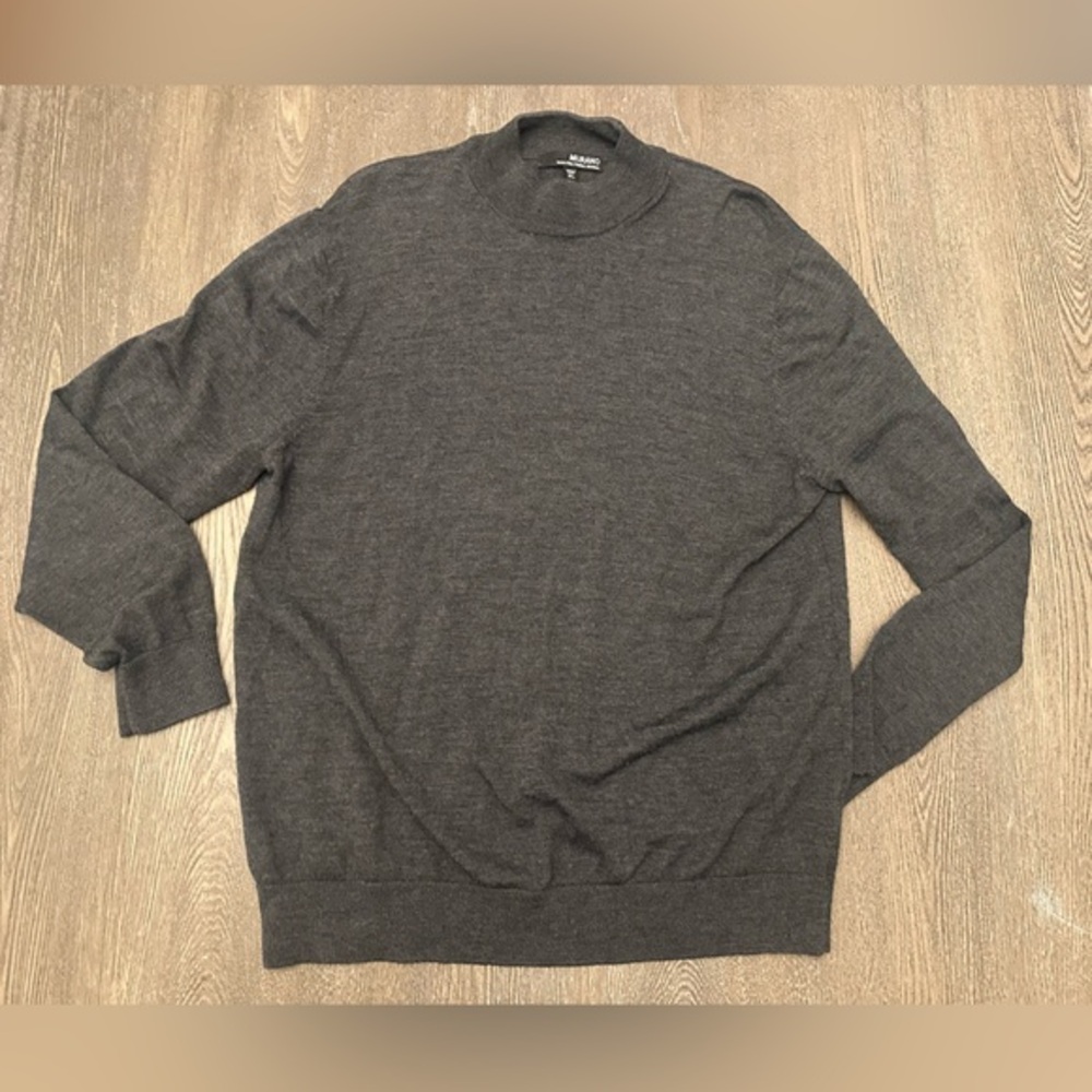 NWOT MURANO EXTRA FINE ITALIAN MERINO GREY MOCK NECK SWEATER - Size XL SKU:84